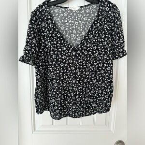 Floral Print Short Sleeve Blouse